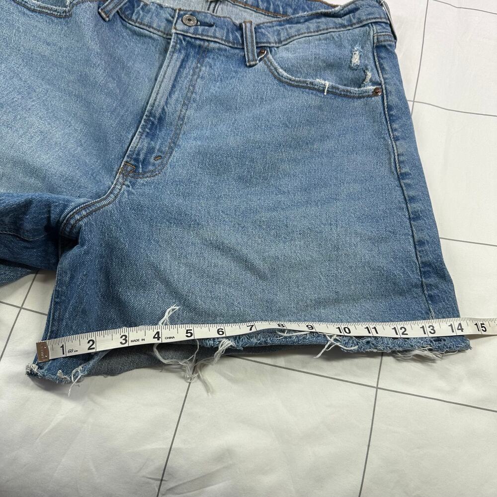 Abercrombie & Fitch Shorts Womens 32 Blue Dad High Rise Curve Love Raw Hem Denim - Picture 11 of 11